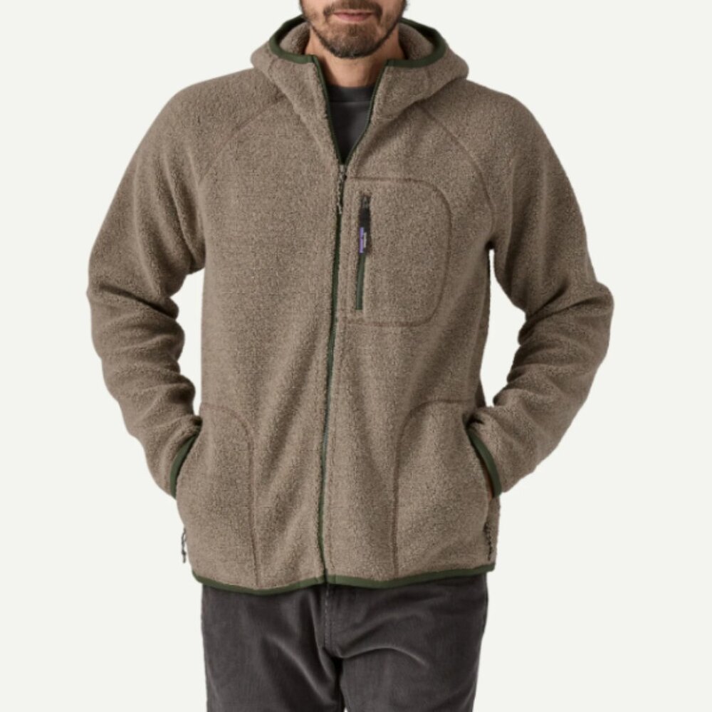 men reclaimed fleece hoody color seabird grey